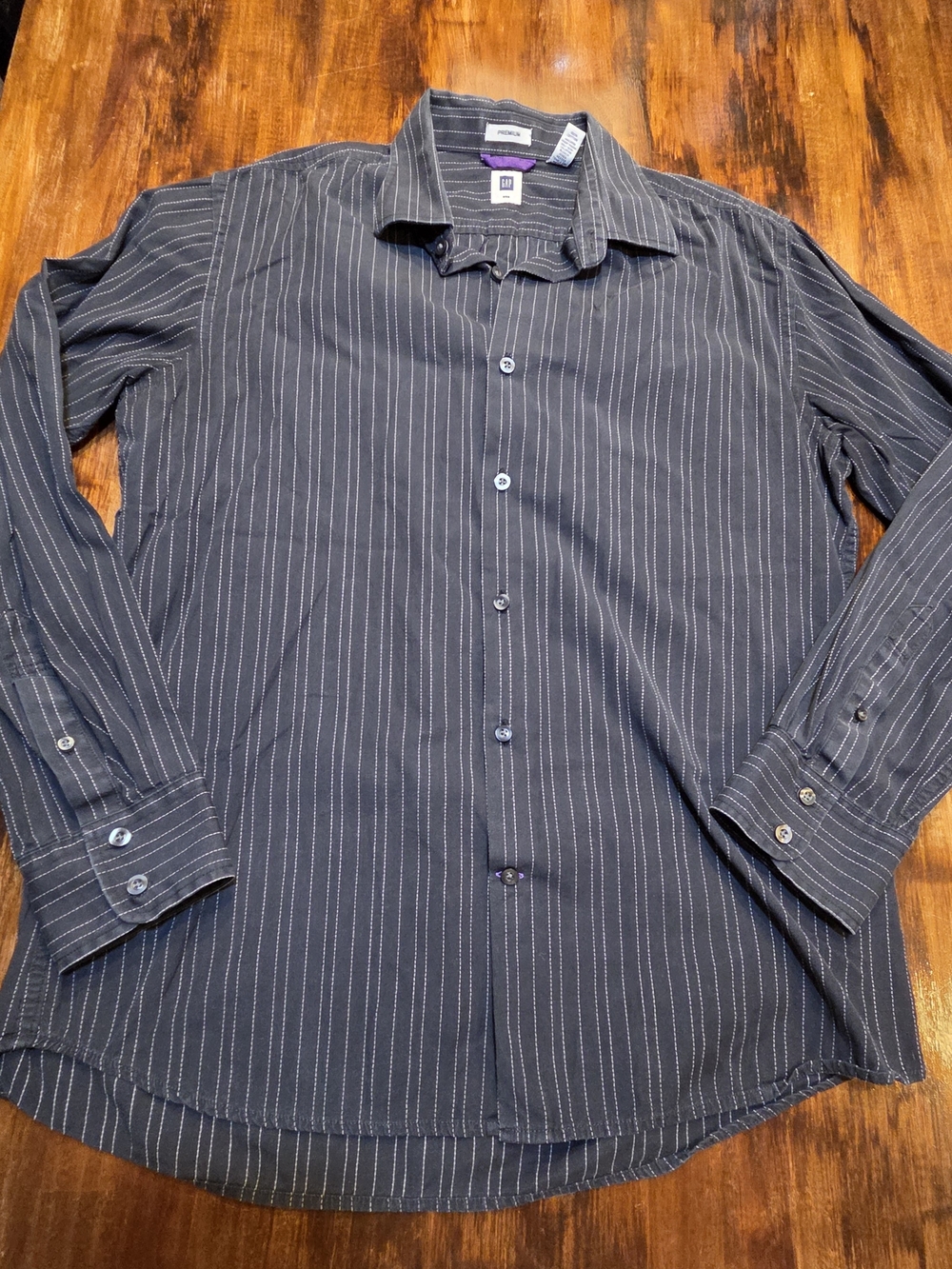 Men's Black Pinstripe Button-Down Shirt